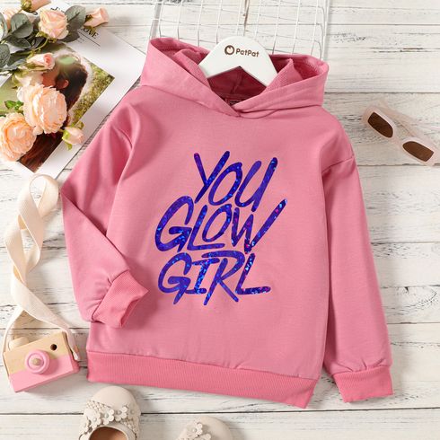 Kid Girl Letter Print Pink Hoodie Sweatshirt