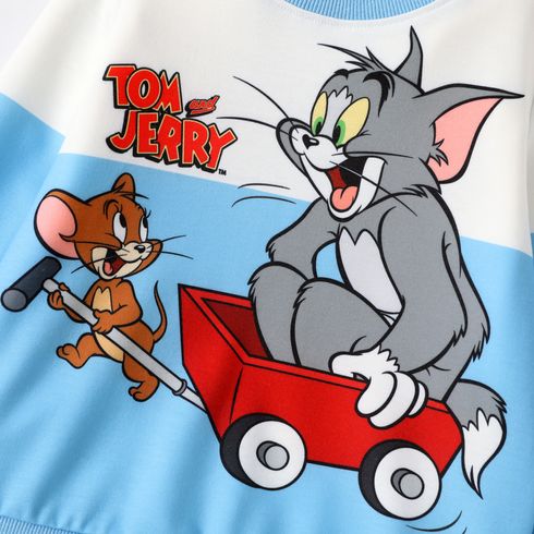 Tom and Jerry Toddler Boy Colorblock Pullover Sweatshirt Blue big image 3