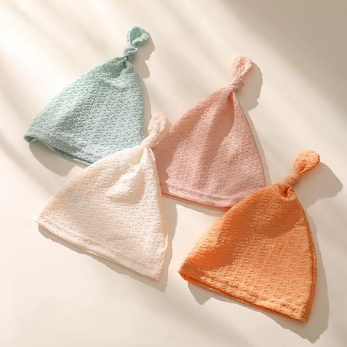 4-pack Baby Solid Top Knot Beanie Hat Set