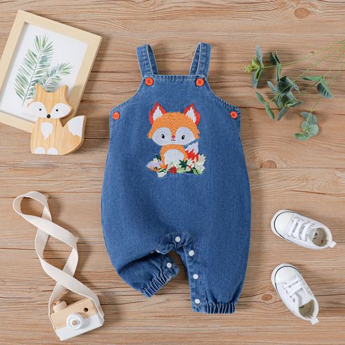 Baby Boy/Girl Fox Embroidered Denim Overalls