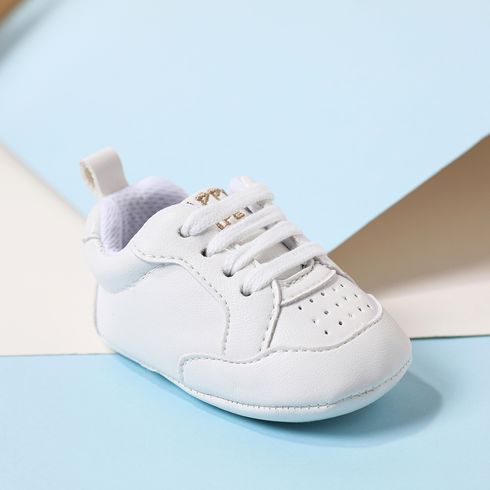 Baby / Toddler White Lace Up Breathable Prewalker Shoes White big image 4
