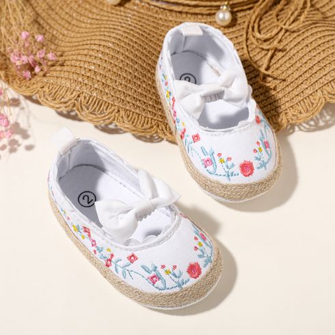Baby / Toddler Bow Decor Floral Embroidered Prewalker Shoes