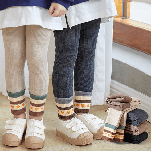 Toddler Girl Sweet Hear Graphic Fleece Lined Knit Leggings