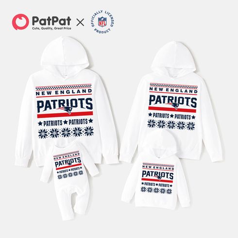 NFL Family Matching 95% Cotton Christmas Graphic Print White Long-sleeve Hoodies