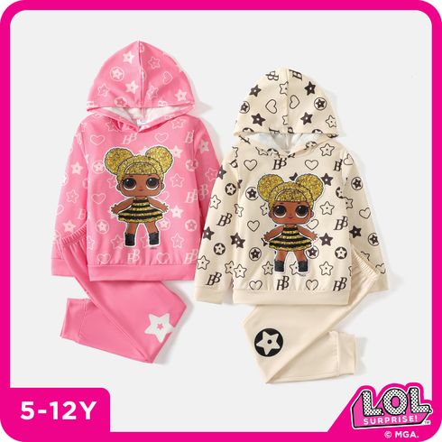 L.O.L. SURPRISE! 2pcs Kid Girl Character Stars Print Hoodie Sweatshirt and Pants Set