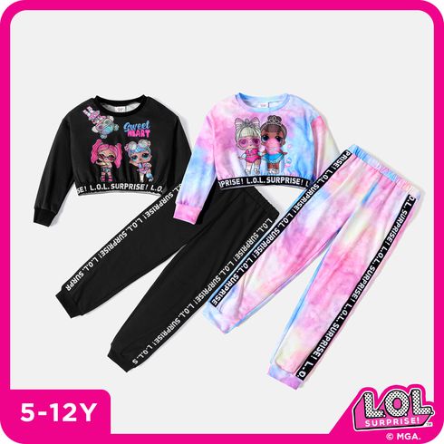 L.O.L. SURPRISE! 2pcs Kid Girl Letter Print Tie Dyed Sweatshirt and Pants Set