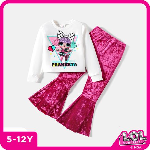 L.O.L. SURPRISE! 2pcs Kid Girl Character Print Sweatshirt and Flared Pants Set