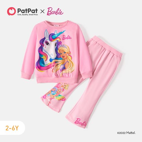 Barbie Toddler Girl Unicorn Character Print Sweatshirt/ Elasticized Flared Pants