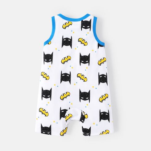 Justice League Baby Boy Allover Print Tank Romper BlackandWhite big image 8