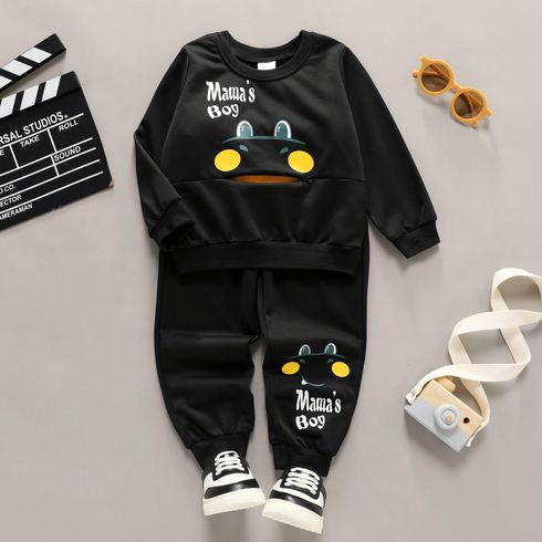 2pcs Toddler Boy Playful Bear Print Zipper Design Sweatshirt and Pants Set