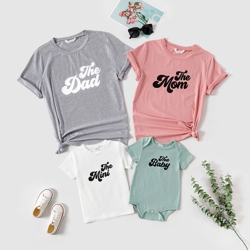 Family Matching 95% Cotton Short-sleeve Letter Print Tee