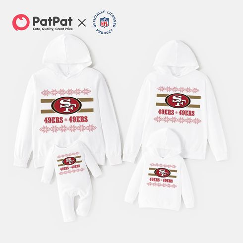 NFL Christmas Family Matching 100% Cotton White Long-sleeve Graphic Hoodies