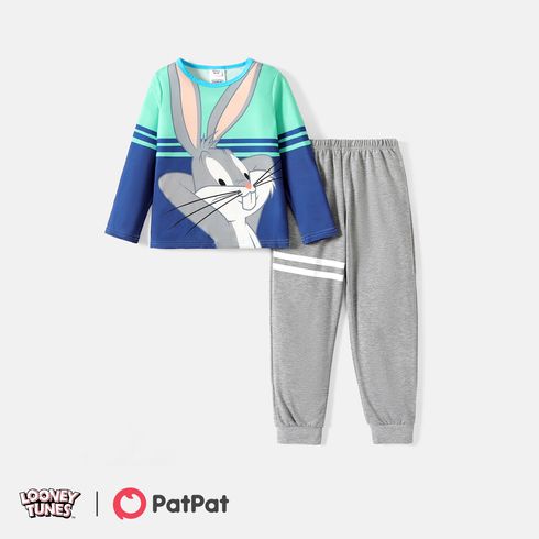 Looney Tunes Kid Boy/Kid Girl Colorblock Striped Long-sleeve Tee/ Elasticized Cotton Pants
