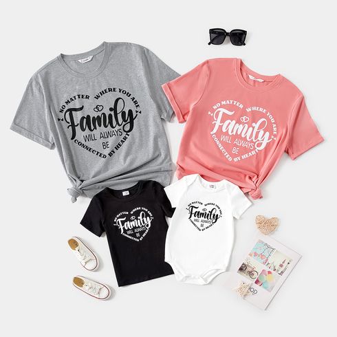 Valentine's Day Family Matching 95% Cotton Short-sleeve Heart & Letter Print Tee