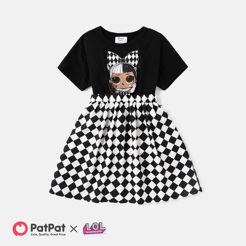 L.O.L. SURPRISE! Toddler Girl Plaid Splice Cotton Short-sleeve Dress