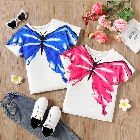 Kid Girl Butterfly Print Short-sleeve Tee
