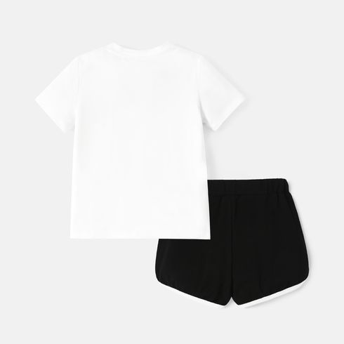 PAW Patrol Toddler Girl 2pcs Mother's Day Heart Print Short-sleeve Cotton Tee and Shorts Set White big image 3