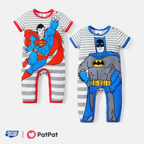 Justice League Baby Boy Graphic Print Striped Short-sleeve Jumpsuit