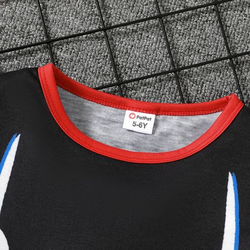 2pcs Kid Boy Spider Print Colorblock Short-sleeve Tee and Elasticized Shorts Set Red big image 3