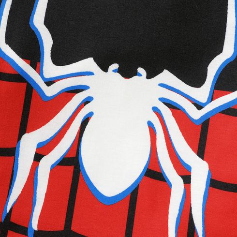 2pcs Kid Boy Spider Print Colorblock Short-sleeve Tee and Elasticized Shorts Set Red big image 4