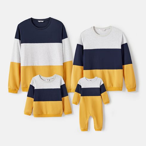 Family Matching Long-sleeve Colorblock Pullover Sweatshirts