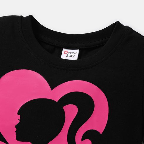 Barbie Mommy and Me Cotton Short-sleeve Heart & Letter Print Short-sleeve T-shirts Black big image 10
