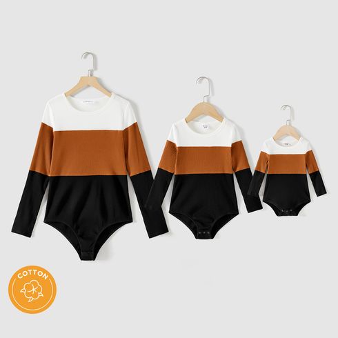 Mommy and Me Cotton Ribbed Colorblock Long-sleeve Bodysuit