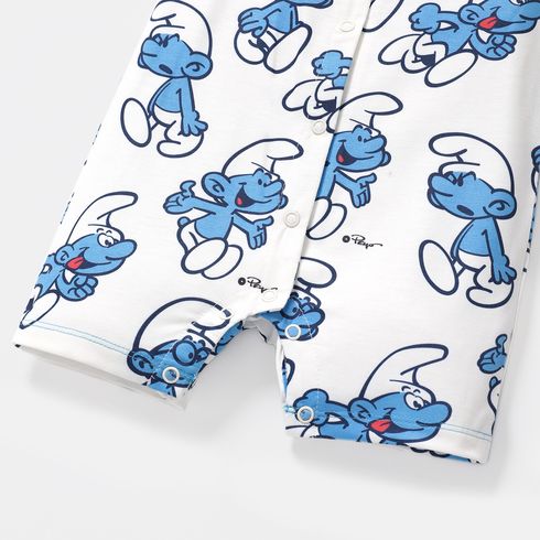 The Smurfs Baby Boy/Girl Short-sleeve Solid Waffle or Allover Print Naia™ Romper BLUEWHITE big image 3