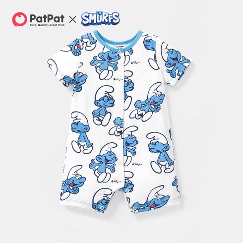 The Smurfs Baby Boy/Girl Short-sleeve Solid Waffle or Allover Print Naia Romper