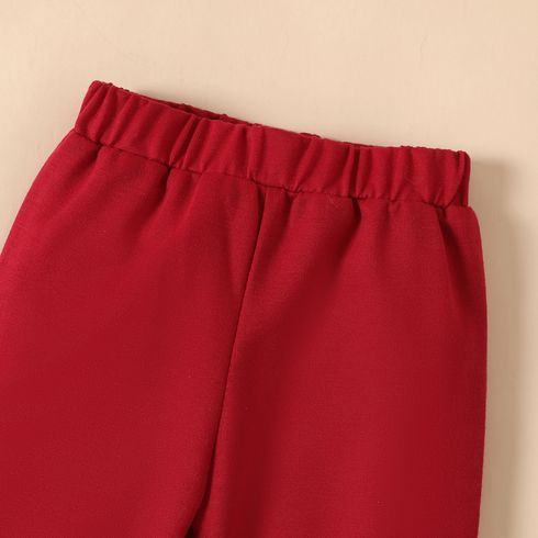 2pcs Baby Boy/Girl Colorblock Raglan Sleeve Sweatshirt & Sweatpants Set Burgundy big image 5