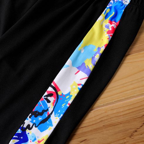2Pcs Kid Boy Letter Graffiti Print Short-sleeve Tee and Shorts Set Multi-color big image 5