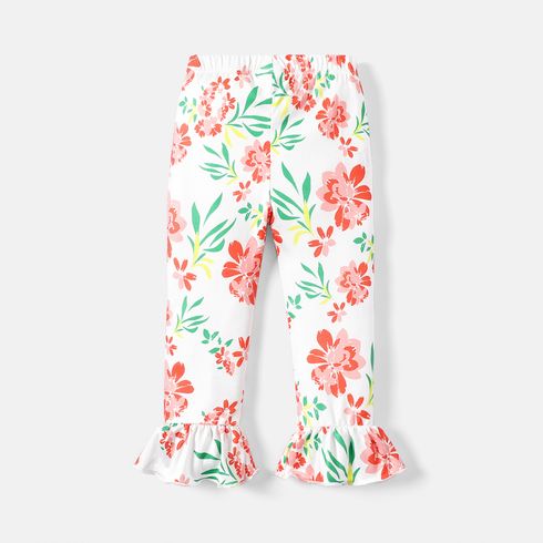 Baby Girl Floral Print Ruffle Cuff Elasticized Pants