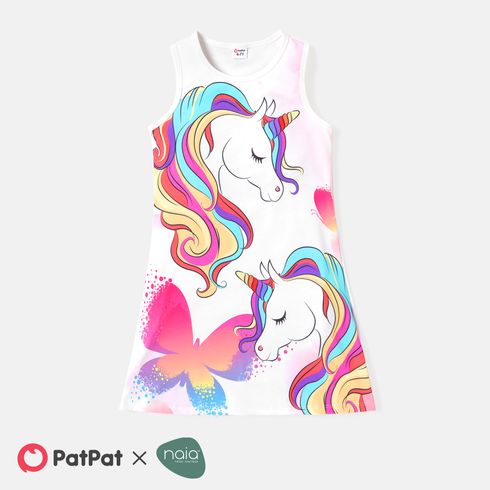 Kid Girl Naia Unicorn Print Sleeveless Dress