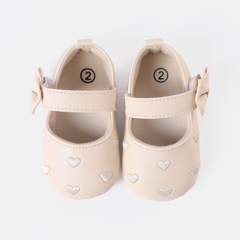 Baby / Toddler Bow Decor Heart Pattern Prewalker Shoes Beige big image 1