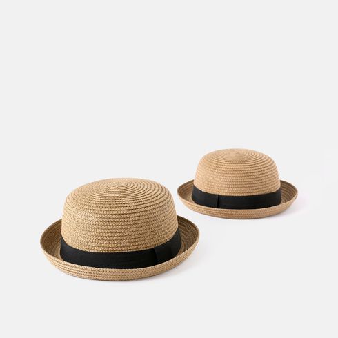 Black Band Decor Straw Hat for Mom and Me