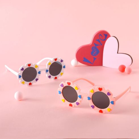 Toddler / Kid Heart Decor Floral Frame Glasses (With Glasses Case) White big image 6