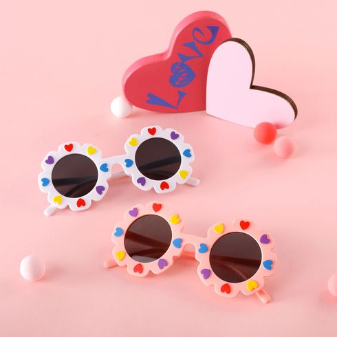 Óculos de armação floral com decoração de coração infantil/criança (com caixa de óculos)