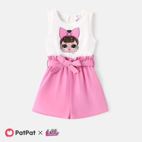 L.O.L. SURPRISE! Kid Girl Character Print Sleeveless Belted Rompers