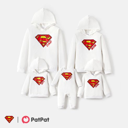 Superman Family Matching Cotton Long-sleeve Graphic Print White Hoodies
