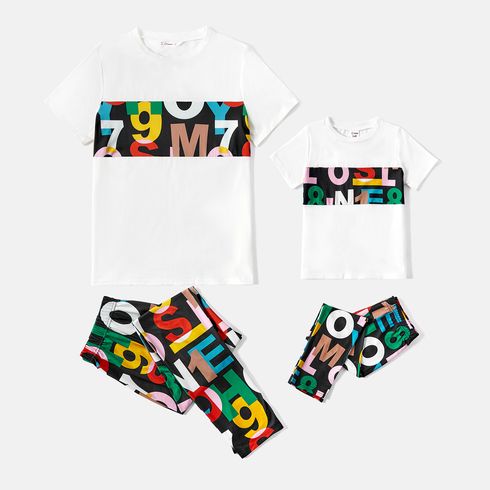 Mommy and Me Short-sleeve Colorful Letter Print Tee & Pants Sets