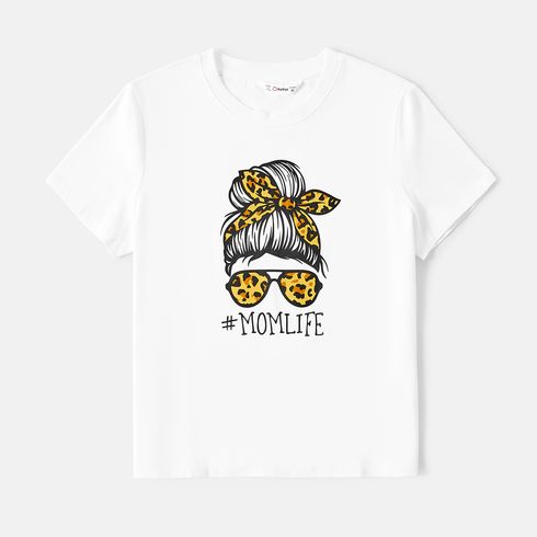 Mommy and Me Cotton Short-sleeve Figure & Letter Print Tee White big image 3