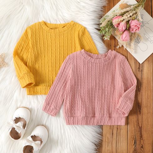 Baby Boy/Girl Solid Imitation Knitting Long-sleeve Pullover