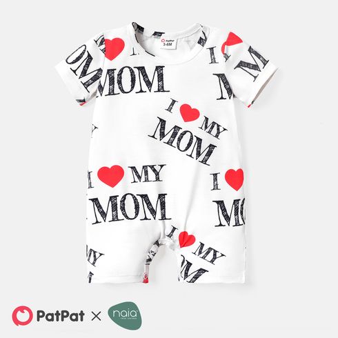 Baby Boy/Girl Allover Letter & Heart Print Short-sleeve Naia Romper
