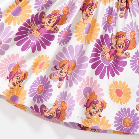 PAW Patrol 2pcs Toddler Girl Naia Floral Print Sleeveless Dress and Bowknot Design Cotton Cardigan Set Purple big image 9