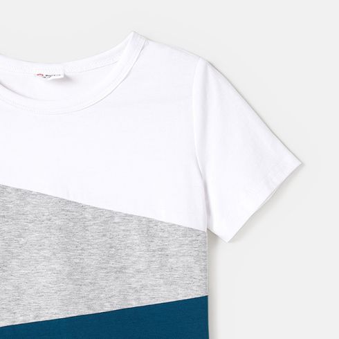 Family Matching 95% Cotton Short-sleeve Colorblock T-shirts and Floral Print High Low Hem Spliced Naia™ Dresses Sets ColorBlock big image 8