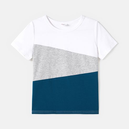 Family Matching 95% Cotton Short-sleeve Colorblock T-shirts and Floral Print High Low Hem Spliced Naia™ Dresses Sets ColorBlock big image 6
