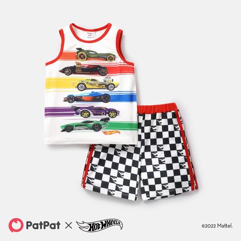 Hot Wheels 2pcs Toddler Boy Naia Colorblock Tank Top and Elasticized Cotton Shorts set