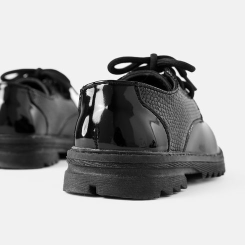 Toddler / Kid Fashion Croc Embossed Lace Up Flats Black big image 5