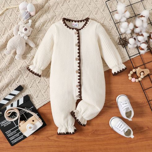 Baby Boy/Girl Two Tone  Textured Long-sleeve Jumpsuit