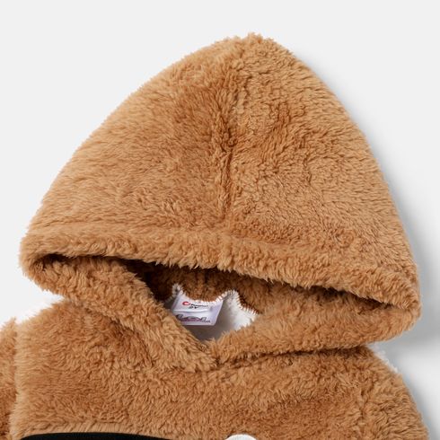 L.O.L. SURPRISE! 2pcs Toddler Girl Letter Print Colorblock Fleece Hoodie Sweatshirt and Elasticized Pants Set Brown big image 3